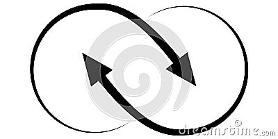 Icon infinite sign of two arrows, sync recycle, interaction synergy logo Vector Illustration