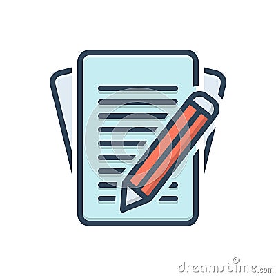 Color illustration icon for Inscribe, write and compose Cartoon Illustration