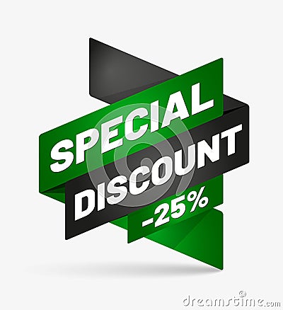 Icon with inscription SPECIAL DISCOUNT and soft shadow Cartoon Illustration