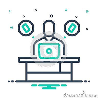 Mix icon for Insist, work and desk Vector Illustration