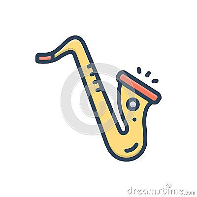 Color illustration icon for Instruments, apparatus and trombone Vector Illustration