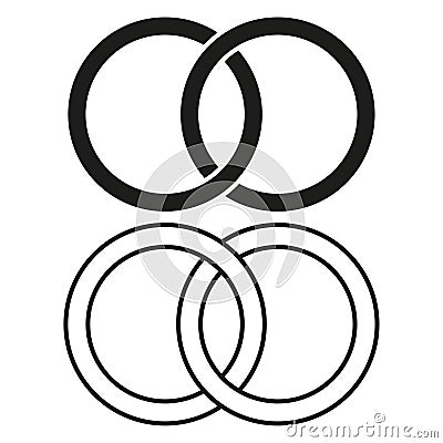 Icon interlocking circles. Unity simplicity symbol. Elegance in design. Vector illustration. EPS 10. Vector Illustration