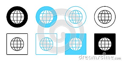 Internet icon world web www earth globe icons set website browser icon buttons sign symbol vector Vector Illustration