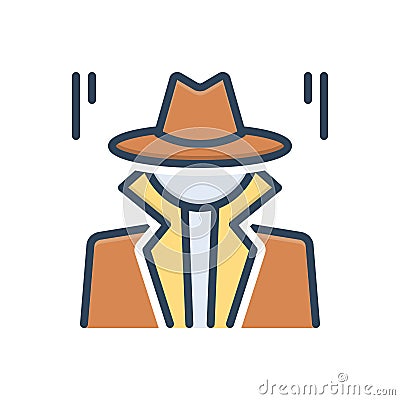 Color illustration icon for Investigator, detective and inquisitor Cartoon Illustration