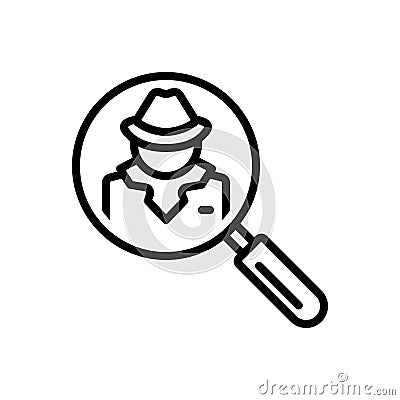 Black line icon for Investigators, detective and search Vector Illustration
