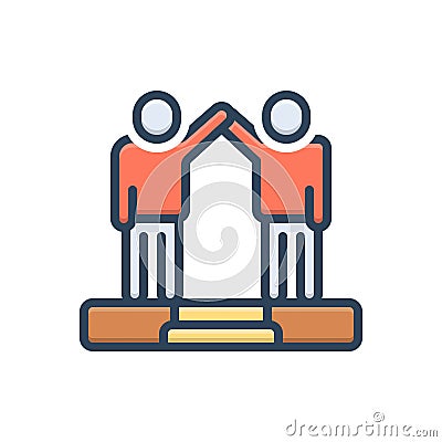 Color illustration icon for Involved, besmeared and friend Cartoon Illustration