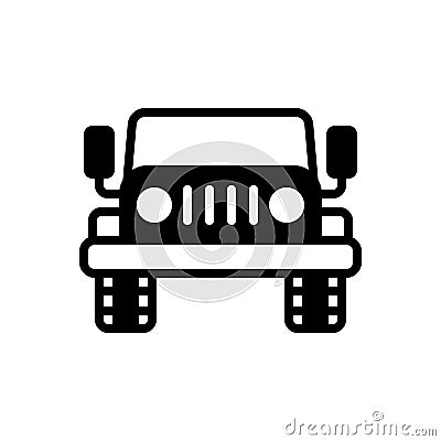 Black solid icon for Jeep, automobile and transportation Vector Illustration