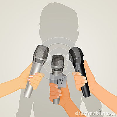 Icon of journalists microphones Stock Photo