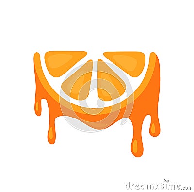 Icon of Juicy Orange Vector Illustration