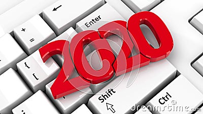 2020 icon on keyboard Cartoon Illustration