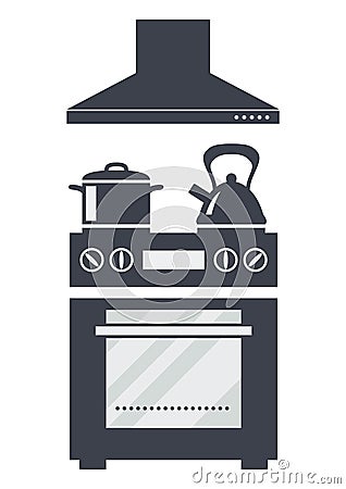 icon of kitchen electric oven, vector Vector Illustration