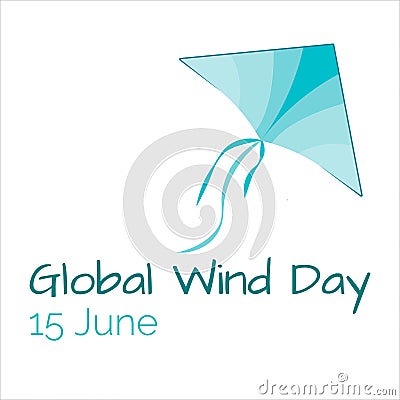 Icon of kite, eco technology, green energy, 15 June Global Wind Day Vector Illustration