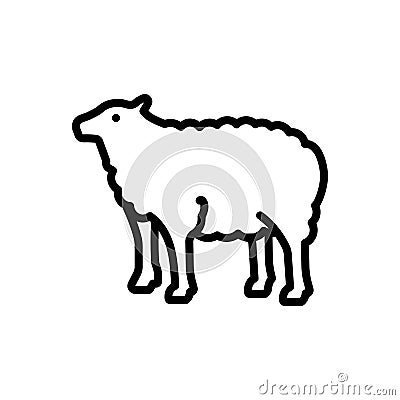 Black line icon for Lamb, baa lamb and sheep Vector Illustration