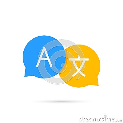 Icon language translation. Chat bubbles translation. Communication, language. Web logo. Vector illustration Vector Illustration
