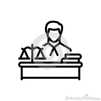 Black line icon for Lawyer, solicitor and court Vector Illustration