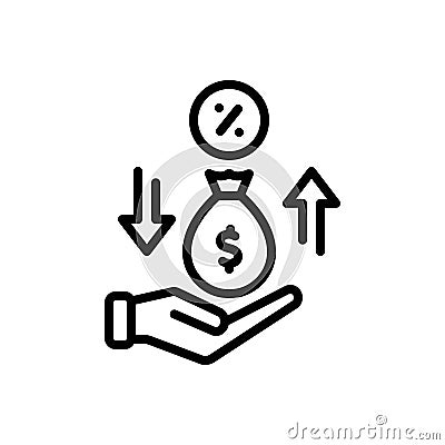 Black line icon for Lender, creditor and money Vector Illustration