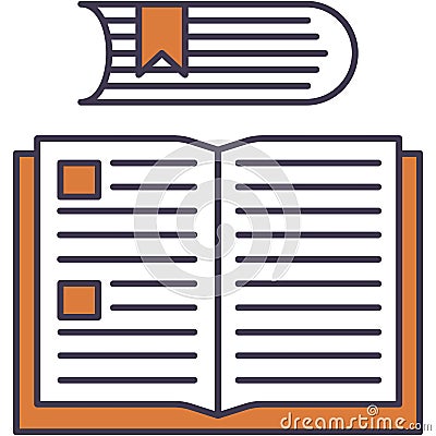 Icon library book vector open dictionary isolated Vector Illustration