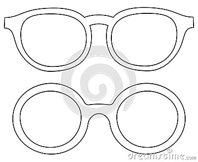 Icon line art poster man father dad day round glasses, spectacles set. Cartoon Illustration