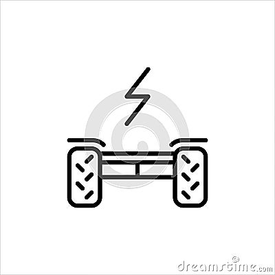 Icon Of The Line Is An Electric Scooter Hoverboard In A Simple Style. Vector sign in a simple style isolated on a white Vector Illustration
