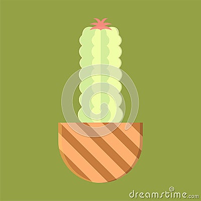 Icon with linear colorful cactus. Linear vector illustration with exotic cactus. Succulent outline logo. Decorative flowering Vector Illustration