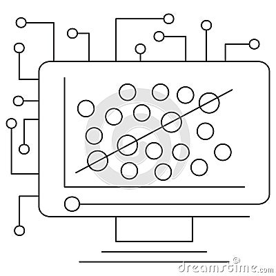 Icon of linear regression in artificial intelligence and machine learning Vector Illustration