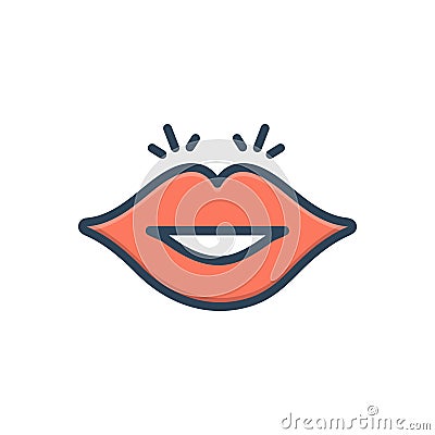 Color illustration icon for Lips, desire and glossy Cartoon Illustration