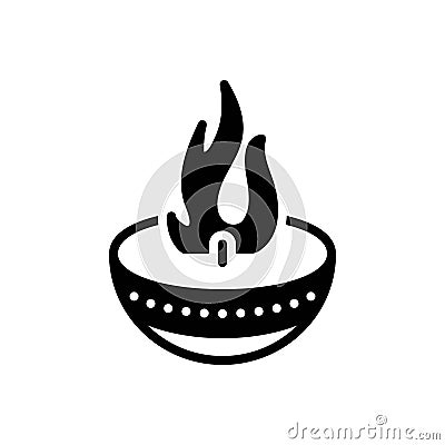 Black solid icon for Lit, burning and danger Vector Illustration