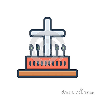 Color illustration icon for Liturgic, catholic and candle Cartoon Illustration