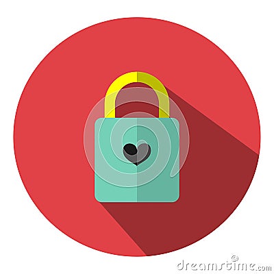 The icon is locked lock green key in red circle. Can be used in various tasks. Vector Illustration