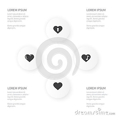 Icon Love Set Of Amour, Song, Hearts And Other Vector Objects. Also Includes Lock, Heart, Love Elements. Vector Illustration