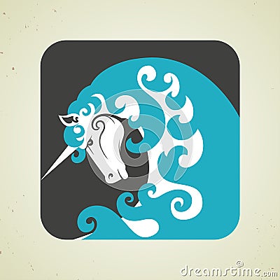 Icon of magic mythical unicorn with a horn Vector Illustration