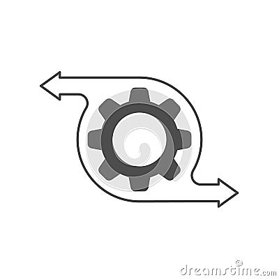 Icon of the management or optimization process. The gear icon with directional arrows Vector Illustration