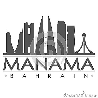 Manama Silhouette Design City Vector Art Vector Illustration