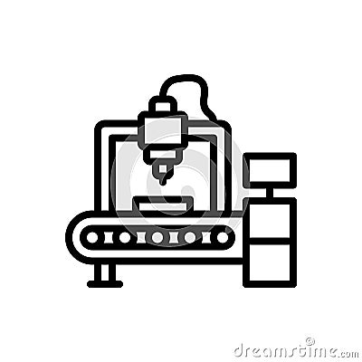 Black line icon for Manufacturers, maker and factory Vector Illustration