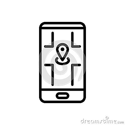 Icon Map, Label, Location on Mobile phone screen. The end Point, Route, Direction, Traffic Pattern. Vector sign in Vector Illustration
