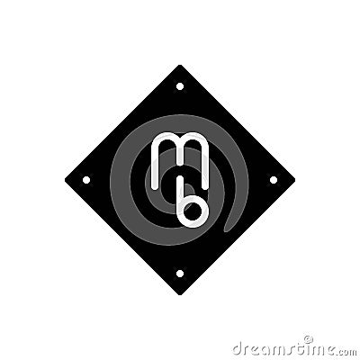 Black solid icon for Mb, font and letter Vector Illustration