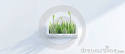 icon of a meadow with a simple elegant design and smooth edges placed on a pristine white surface with defined shadows Stock Photo