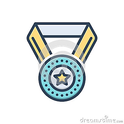 Color illustration icon for Medal, award and success Vector Illustration