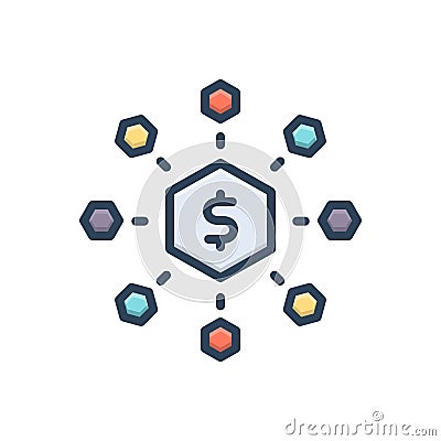 Color illustration icon for Meets, combine and adjoin Vector Illustration