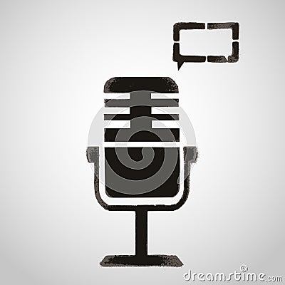 Icon microphone and speech bubble. Graffiti style Vector Illustration