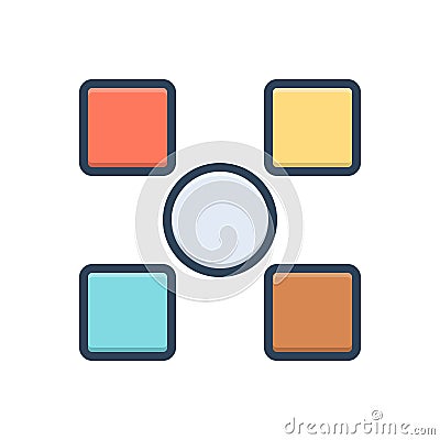 Color illustration icon for Among, in the middle of and centre Vector Illustration