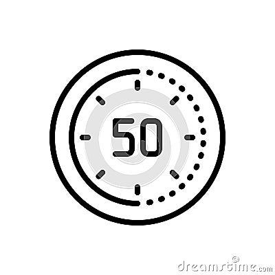 Black line icon for Minute, clock and deadline Vector Illustration