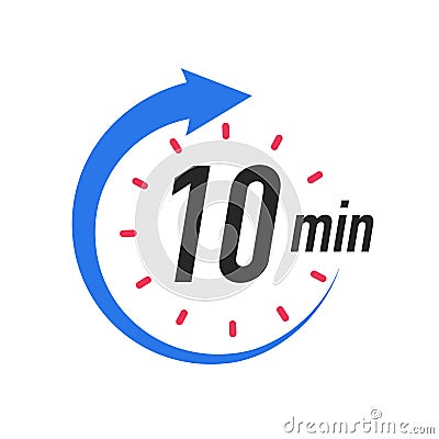 Icon 10 minutes timer color style Vector Illustration