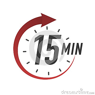 Icon 15 minutes timer color style Vector Illustration