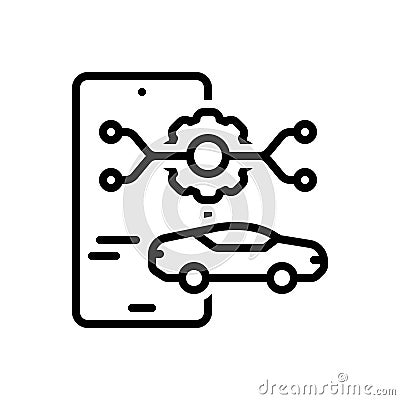 Black line icon for Mobility, motility and car Vector Illustration