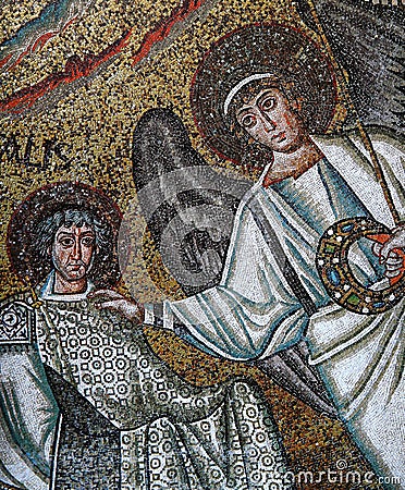 Icon mosaic in the Basilica of San Vitale Editorial Stock Photo