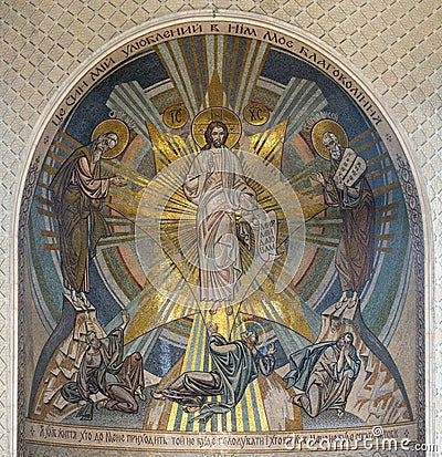 Icon mosaic of the Transfiguration of the Lord Stock Photo