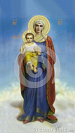 Icon of the Mother of God of Ostrobram Editorial Stock Photo