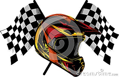 Vector Icon motocross helmet, helmet for downhill. Vector Illustration
