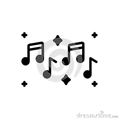 Black solid icon for Musical, musically and note Vector Illustration